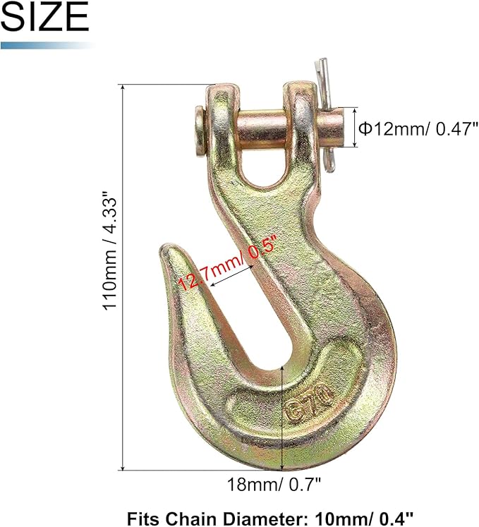 uxcell 38" Clevis Grab Hook, G70 Carbon Steel Transport Safety Chain Hooks, Clevis Grab Hooks for Rigging Deck Receiver Hitches Trailer Wiring