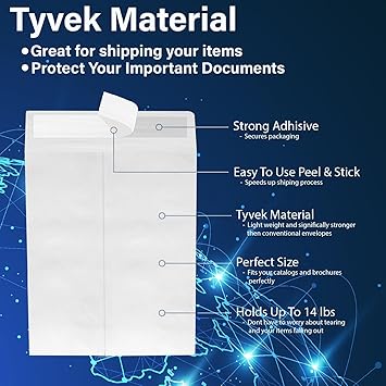 9 x 12 Envelopes, Catalog Envelopes 9x12, Catalog Mailerr, Self Sealing Closure,Holds Up To 14 lb., Puncture, Tear  Moisture Resistant (500 Pack)