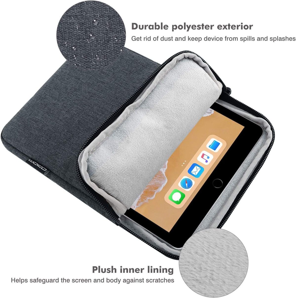 MoKo 9-11 Inch Tablet Sleeve Bag Carrying Case Fits New 11inch iPad Air M4, iPad A16 2025, iPad Pro 11 M4, Air 5/4/3, iPad 10/9/8th Gen, Tab S8/S9 11", Tablet Carrying Case, Space Gray Carrying Case, Space Gray