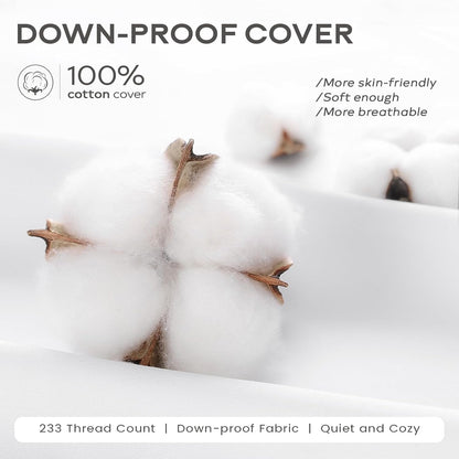 Set of 2 Down and Feather Throw Pillow Inserts 24x24 Soft Fluffy Pillow Inserts with 100% Down-Proof Cotton Cover, Decorative Square Cushion Inner for Sofa Couch Bed-White