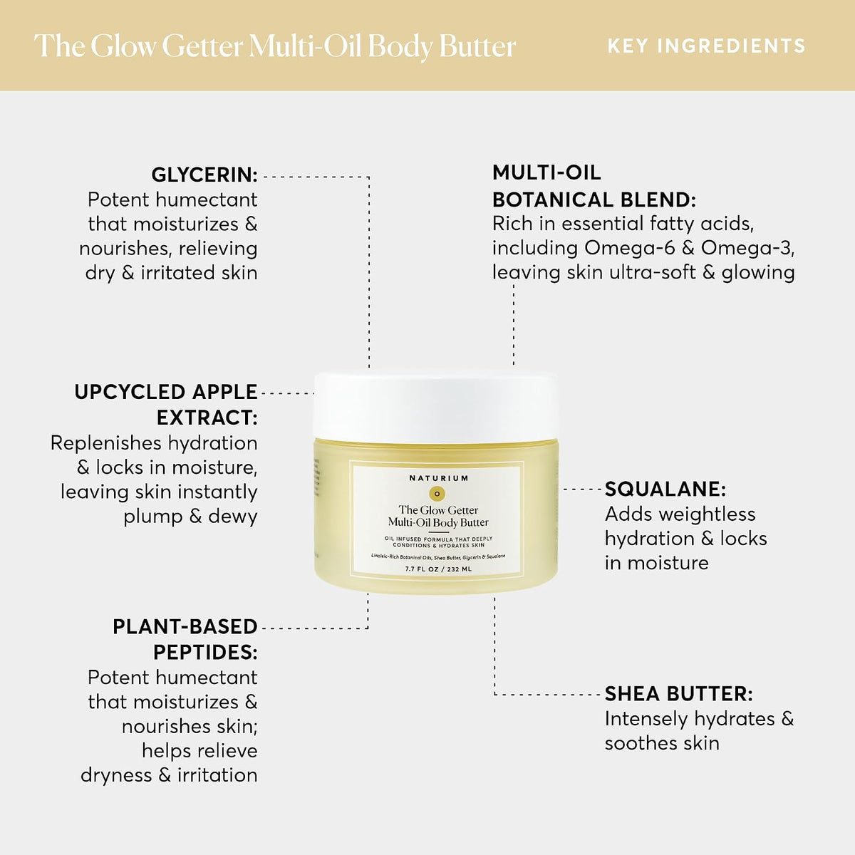 Naturium The Glow Getter Whipped Multi-Oil Body Butter, 7.7 fl oz
