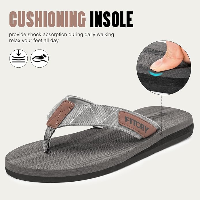 FITORY Men's Flip-Flops, Thongs Sandals Comfort Slippers for Beach