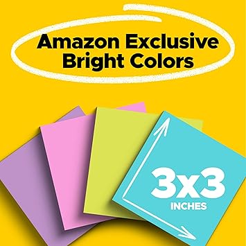 Post-it Super Sticky Notes, 3x3 in, 24 PadsPack, 70 SheetsPad,  Exclusive Bright Color Collection, Aqua Splash, Acid Lime, Tropical Pink and Iris Infusion