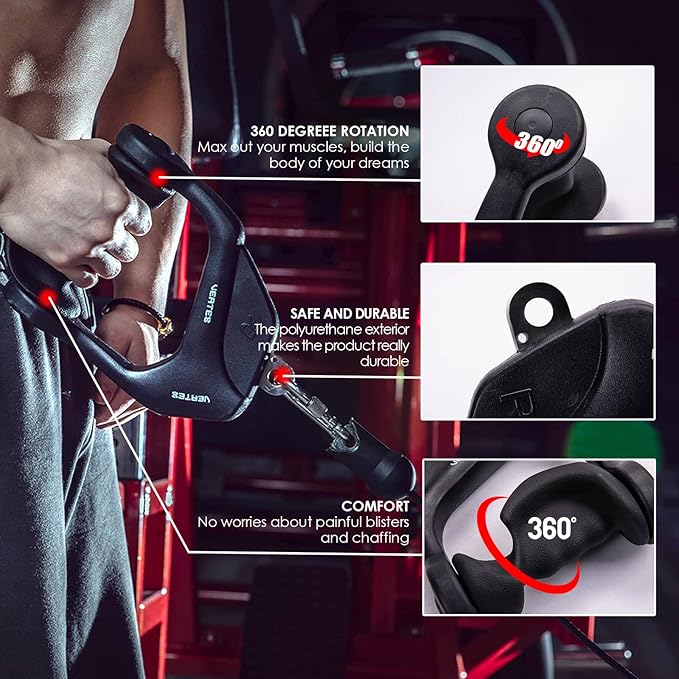 KKH Ergonomic Handle Cable Attachment, Gym LAT Handle for Gym, Non-Slip and Comfortable Grip, Home and Gym