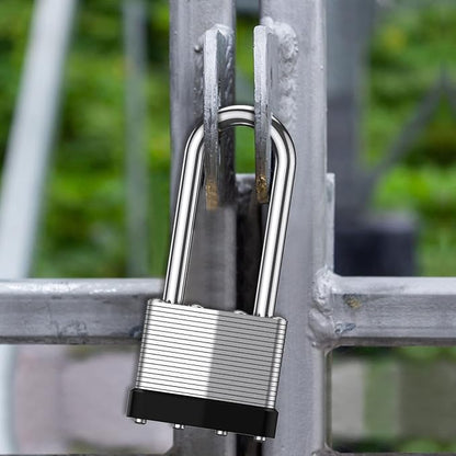 KeeKit Padlock with Key, 40mm Heavy Duty Lock with 53mm Long Shackle, Waterproof Gate Solid Brass Lock for Gym Locker, Garage, Fence, Shed, Yard, Outdoor, Indoor, 2 Pack