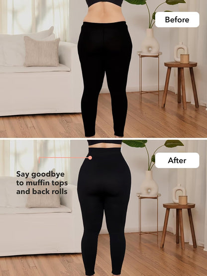 High Waisted Tummy Control Compression Leggings for Women - Petite to Plus Size Womens Leggings Non See Through