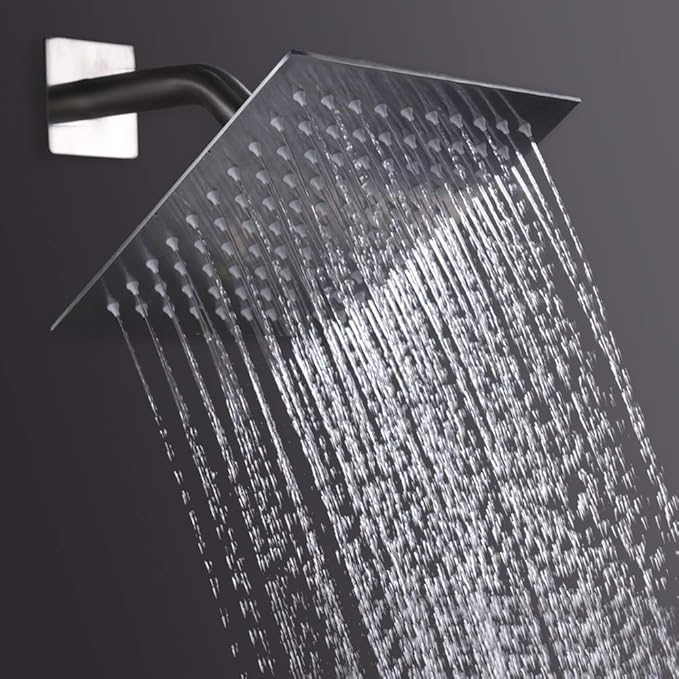 NearMoon Rain Shower Head, High Flow Stainless Steel Square Rainfall Shower, High Pressure Design, Awesome Shower Experience Even At Low Water Flow (8 Inch, Chrome Finish)