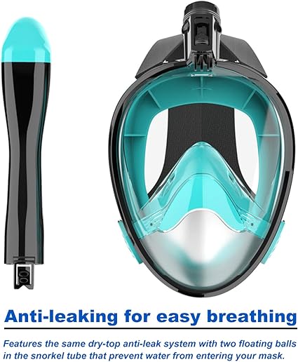Full Face Snorkel Mask, Diving Mask for Kids and Adults,180 Panoramic View Snorkel Mask with Camera Mount, Safe Breathing, Anti-LeakAnti-Fog