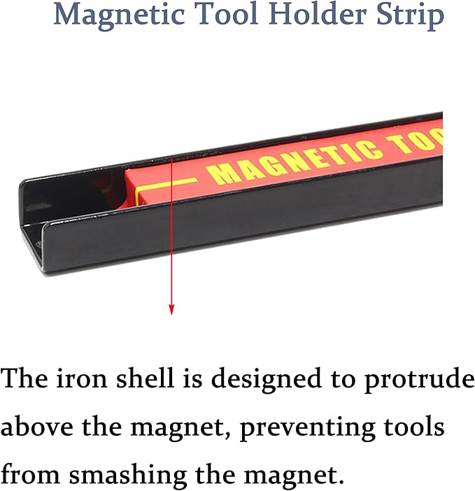Magnetic Tool Holder Strip Magnetic Storage Organizer Duty Magnet Tool Bar Strip Rack Wall Mount Heavy Duty Magnetic Tool for Garage Home Workshop 3PCS 18"", red