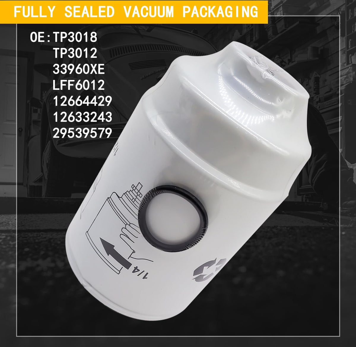 Fuel Filter TP3018 Compatible With Duramax 6.6L Chevy Silverado/GMC Sierra 2500HD 2001-2016 3500HD 2007-2016 Express/Savana 2500 3500 4500 2012 2013 2014 2015 2016 Diesel Engine,Vacuum packaging