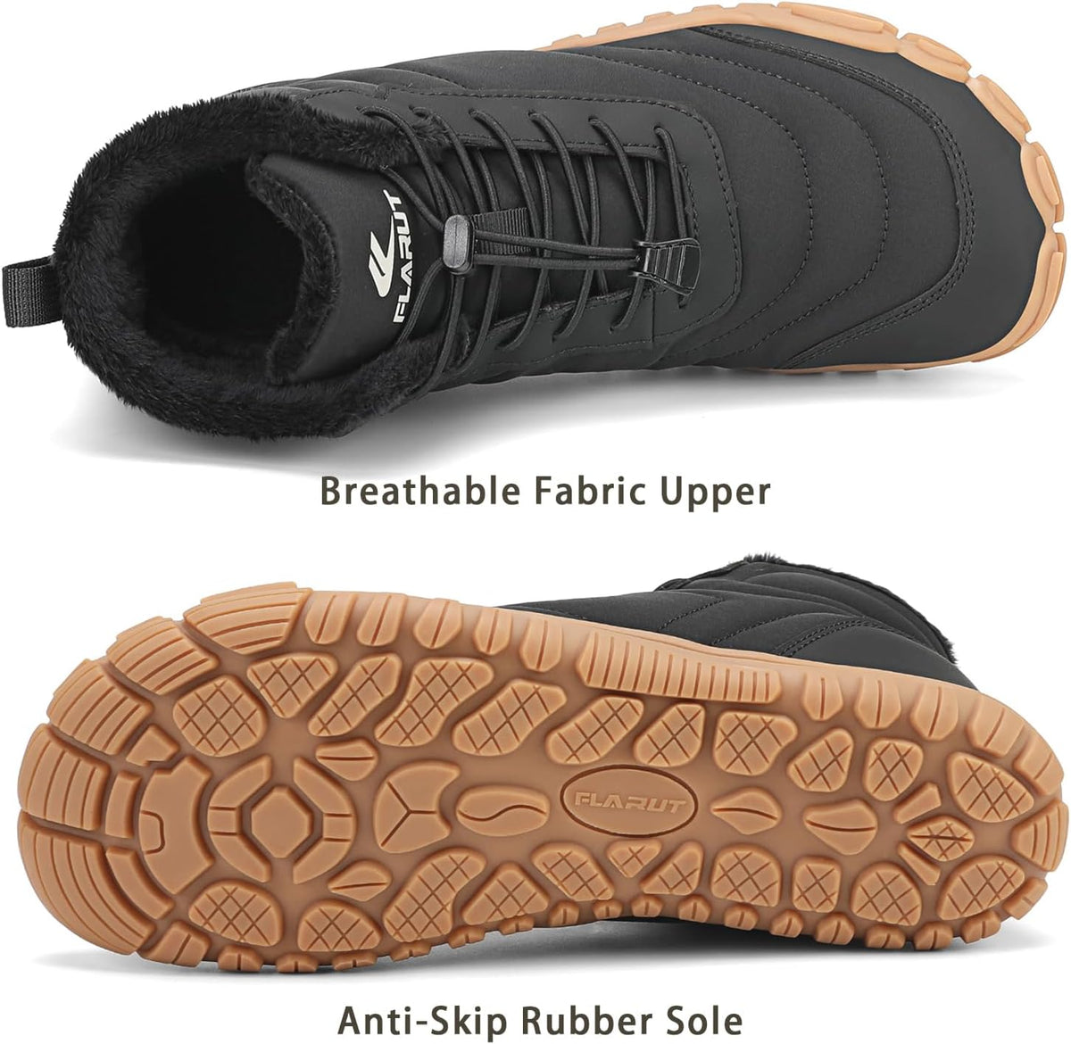 Mens Womens Barefoot Snow Boots Winter Warm Shoes Fur Lined Wide Toe Box Zero Drop Ankle Sneakers