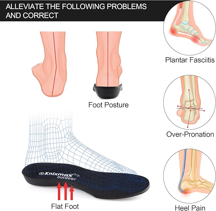 Cushioned Sports Insoles for Men Women Replacement Shoe Inserts for Plantar Fasciitis Flat Feet Comfort Sneakers Running Shoes Sole Insert Size 5-13