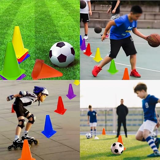12Pcs Plastic Traffic Cones Mini Sport Cones for Basketball Football Drills, Indoor Outdoor Games Activity Festive Events - 7 Inch Orange Plastic Cones