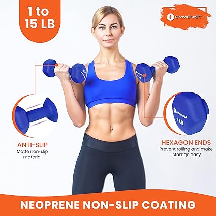 GYMENIST Pair of Dumbbells Set of 2 Soft Non Slip Grip Dumbbells Pair Covered with Neoprene