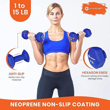 GYMENIST Pair of Dumbbells Set of 2 Soft Non Slip Grip Dumbbells Pair Covered with Neoprene
