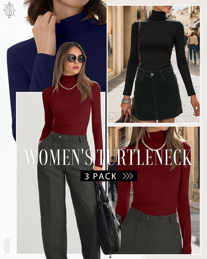 1 Piece Red Neer Women's Turtleneck Long Sleeves Top.