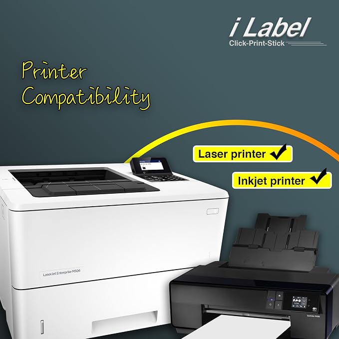 8.5" x 11" Full Sheet Label Sticker Paper for Laser & Inkjet Printers [100 Sheets,100 Labels]