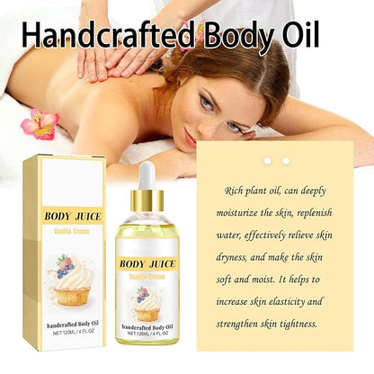 Vanilla Body Juice Oil Skin Moisturizer, Body Juice Oil Vanilla Cream Flavor,120ml4fl.oz Hand Crafted Body Oil