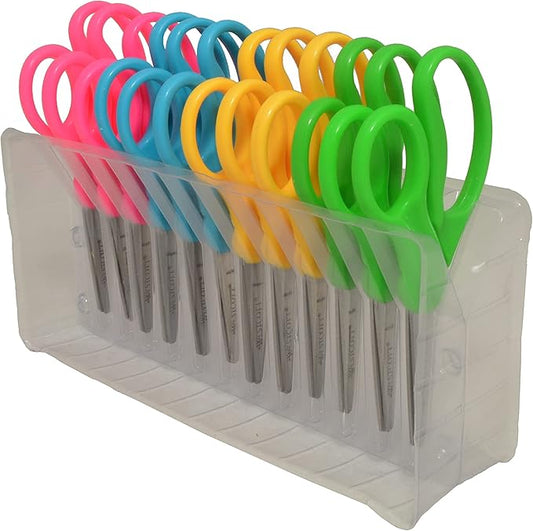 Westcott Right- & Left-Handed Scissors For Kids, 5'' Pointed Safety Scissors, Assorted, 12 Pack (13141)