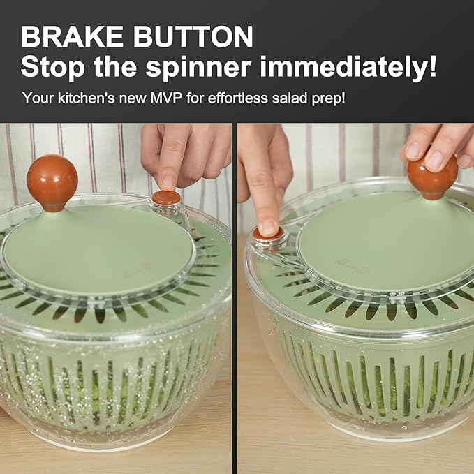 ZHANG XIAO QUAN SINCE 1628 Easy to use pro Pump Salad Spinner 6.3 qt with Bowl, Colander and Built in draining System Lettuce Spinner for Fresh, Crisp, Clean Salad and Produce