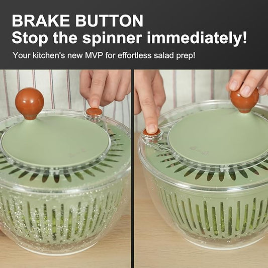 ZHANG XIAO QUAN SINCE 1628 Easy to use pro Pump Salad Spinner 6.3 qt with Bowl, Colander and Built in draining System Lettuce Spinner for Fresh, Crisp, Clean Salad and Produce