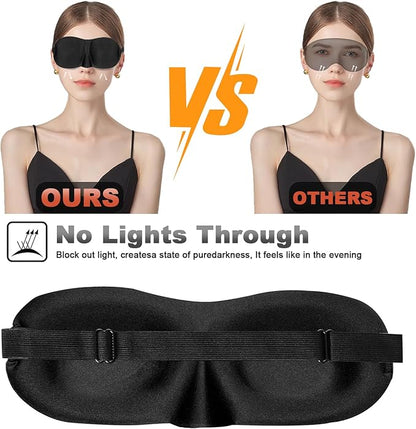 Sleep Masks for Women Men, Blackout Blindfold Eye Cover for Travel, 3D Eye Mask for Deep Sleep, Sleep Mask for Side Sleeper, Eye Mask with Adjustable Strap for Sleeping,Soft Breathable Eye Cover,Black