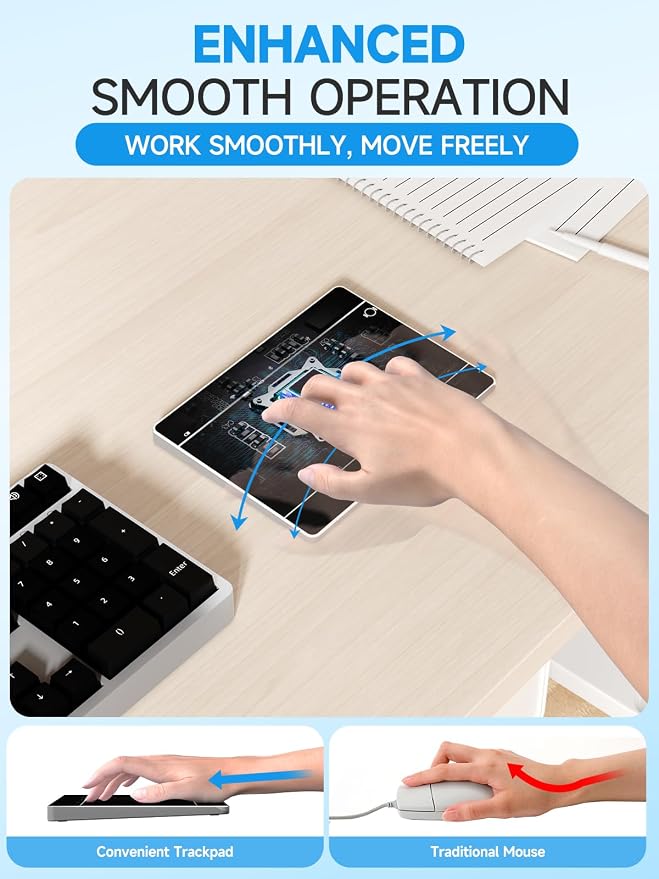 Homiguar Wireless Bluetooth Trackpad for Windows 10 & 11, 3-in-1 Connectivity Modes,High Precision Control, Portable Multi-Touch Gestures touchpad for PC & Laptop (Black)