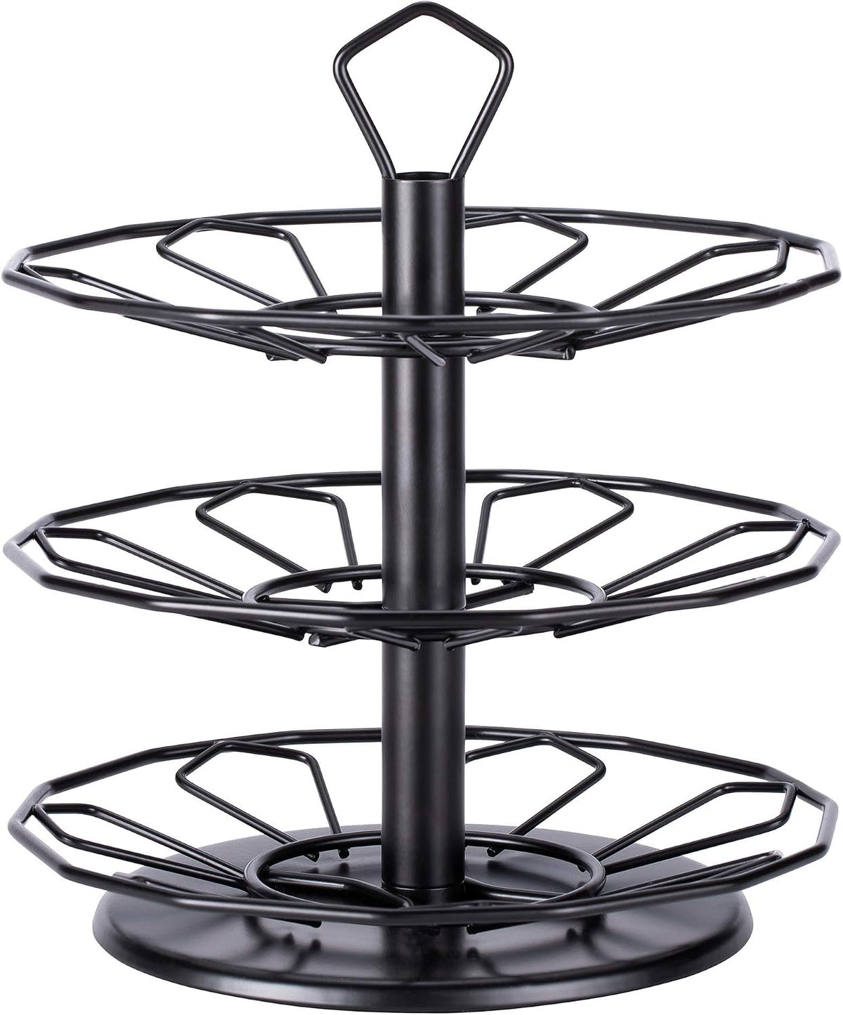 FlagShip K cup Holder Carousel 3 Tier for Keurig Pod Holder Metal DIY Install Small for K-cup Storage Stand 21 K Pod Storage