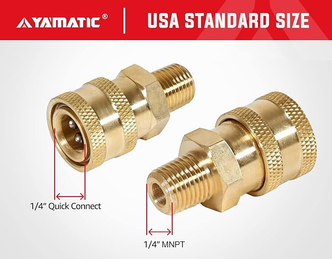 YAMATIC Pressure Washer Fitting, 1/4" Male Npt To 1/4" Socket, 1/4 inch Quick Connect Coupler, 5000 PSI Pressure Washer Coupler 1Pcs