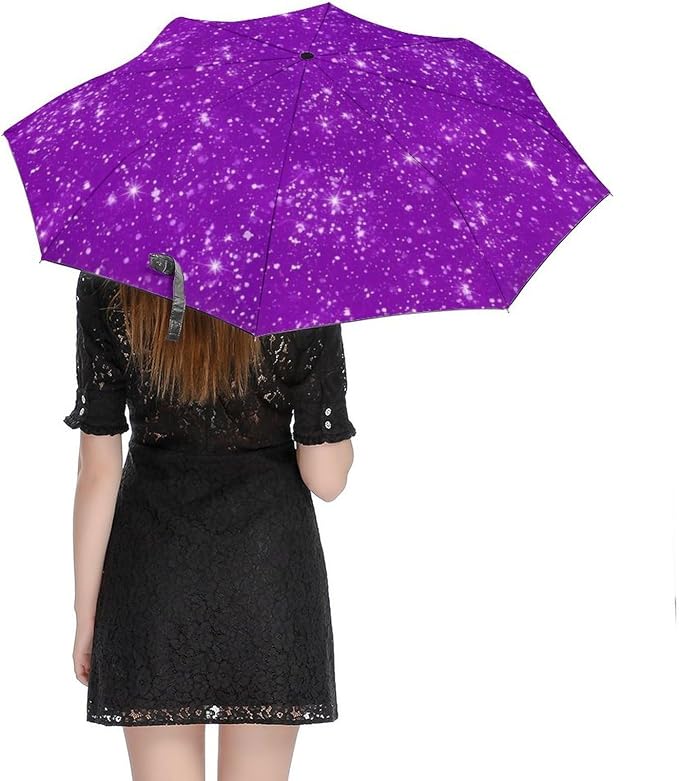 Compact Umbrella, Multi Functional Automatic Umbrellas Windproof Sun Protection Umbrella- Galaxy Print w/ Blue Stars