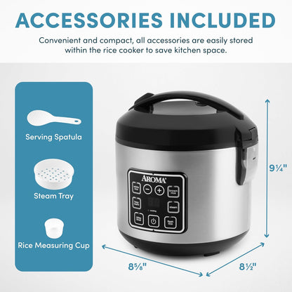Rice Cooker, 4-Cup Scratches on the top)( / 8-Cup (Cooked), Steamer, Grain Cooker, Multicooker, 2 Qt, Stainless Steel Exterior, ARC-914SBD