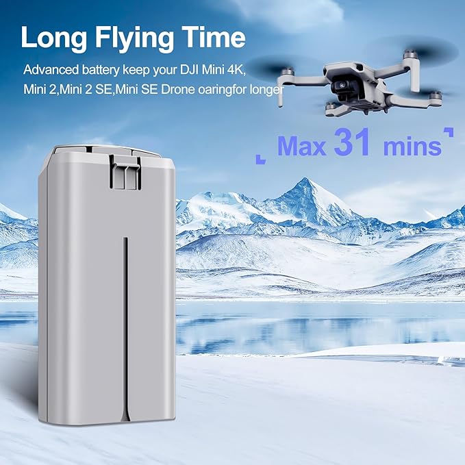 2-Pack Mini 2 Series Intelligent Flight Batteries 2400mAh Upgraded Drone Battery Supports up to 31 Minutes of Flying Time Fully Compatible with DJI Mini 4K22 SESE Drone
