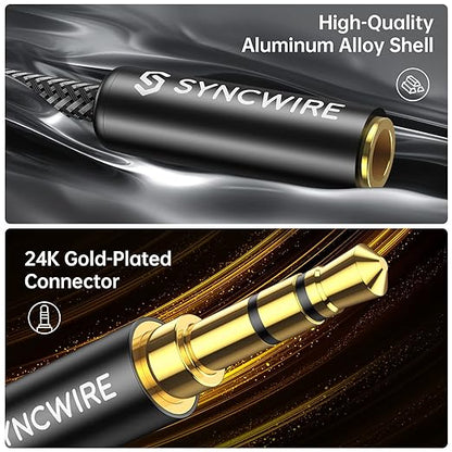 Syncwire Headphone Splitter, Nylon-Braided Extension Cable Audio Stereo Y Splitter (Hi-Fi Sound), 3.5mm Male To 2 Ports 3.5mm Female Headset Splitter for Phone, PS4, Switch, Tablets  More