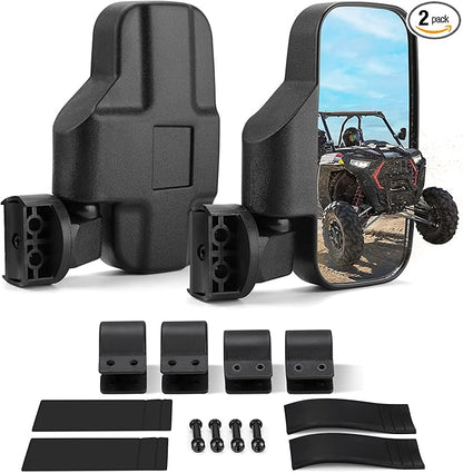 KEMIMOTO UTV Mirrors UTV Side Mirrors Fits 1.6 inch to 2 inch Roll Cage Compatible with Polaris RZR 900 1000 Can Am Kawasaki Mule Rhino YXZ Zforce Pioneer, Shatter Proof Tempered Glass