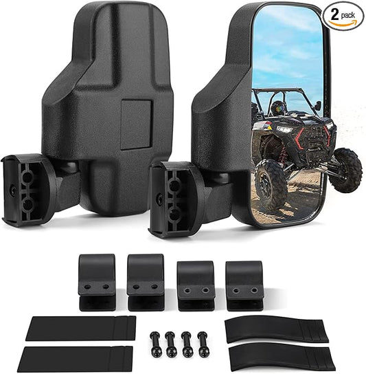 KEMIMOTO UTV Mirrors UTV Side Mirrors Fits 1.6 inch to 2 inch Roll Cage Compatible with Polaris RZR 900 1000 Can Am Kawasaki Mule Rhino YXZ Zforce Pioneer, Shatter Proof Tempered Glass