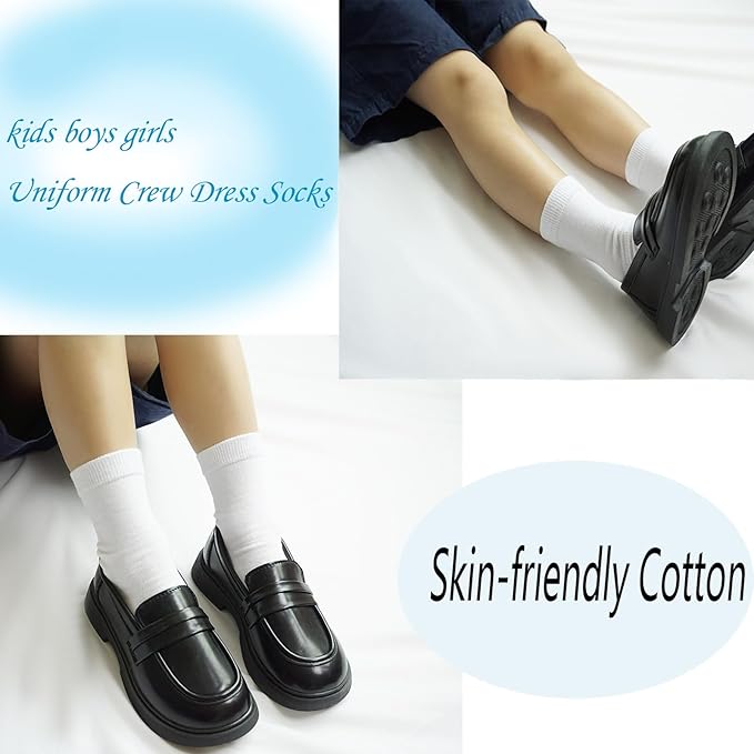 Boys Dress Socks 3 Pairs Kids Boys Girls Crew Dress Sock Cotton Uniform Socks for Girls