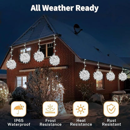 SenLuKit Outdoor Christmas Balls 4 Pack Hanging 11" LED Garden Sphere Tree Lights 8 Modes Waterproof String with Memory Timer Plug for Party Yard Porch Eave Patio Home Decoration-Warm White