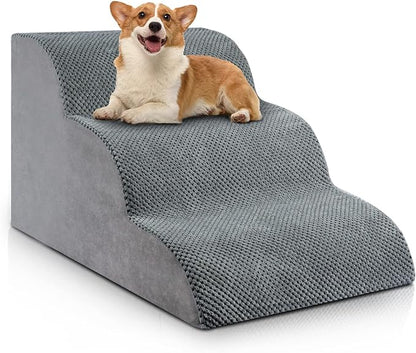 Chic Threads Dog Stairs for Small Dogs, 3-Step Dog Stairs for High Beds and Couch, Pet Steps for Small Dogs and CatsOoaNon-Slip Stable Indoor Dog Steps