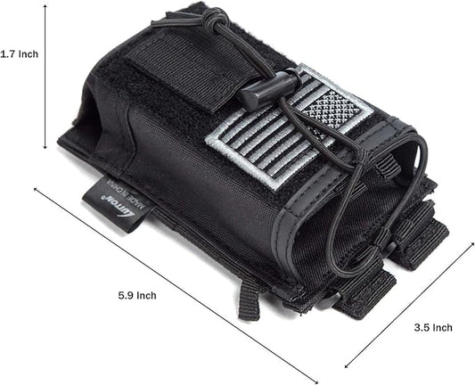 Tactical Molle Radio Holster Holder Case Military Heavy Duty Pouch Bag for Two Ways Walkie Talkies Adjustable Storage with 1 Pack Patch