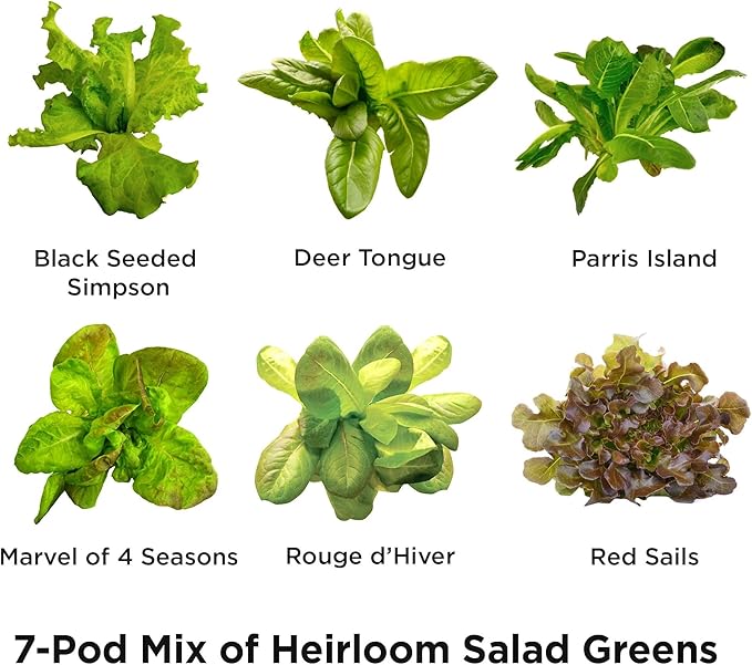 AeroGarden Heirloom Salad Greens Seed Kit, 7-pod, White