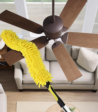 Flexible Fan Blade Cleaner Microfiber Duster, Washable Hand Duster for High Ceiling, Removable & Bendable Brush Head Fits All Extension Poles with Standard US Acme Thread (Pole Sold Separately)