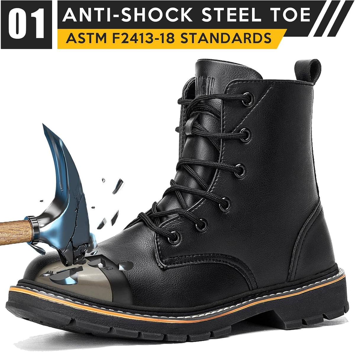 Steel Toe Boots for Women Men, Waterproof Lightweight Safety Work Boots Durability Composite toe Construction Shoes with 6"