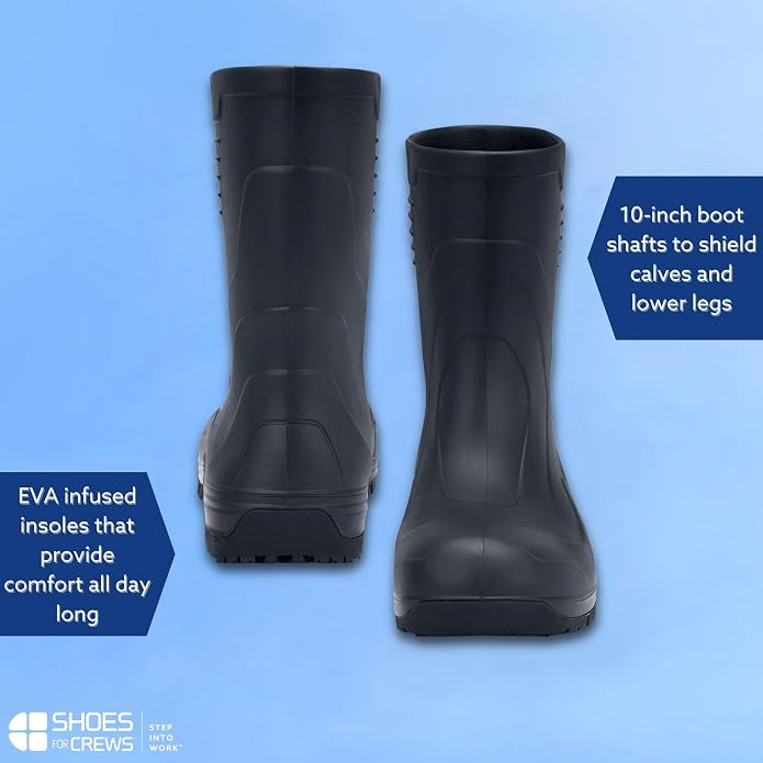 Shoes for Crews Unisex Soft Toe Slip-Resistant Work Boots - EH-Rated, Non-Slip Safety Boots for Men & Women - Ideal for Tradesmen, Foremen & Job site Crews - Bullfrog II