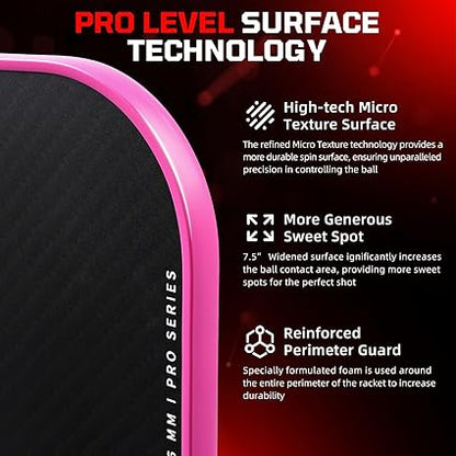 BAGAIL Pickleball Paddles, USAPA Approved Fiberglass Surface Pickleball Set, Lightweight Pickle Ball Rackets with 4 Balls, 1 Bag, Designed in California for Traction and Stability