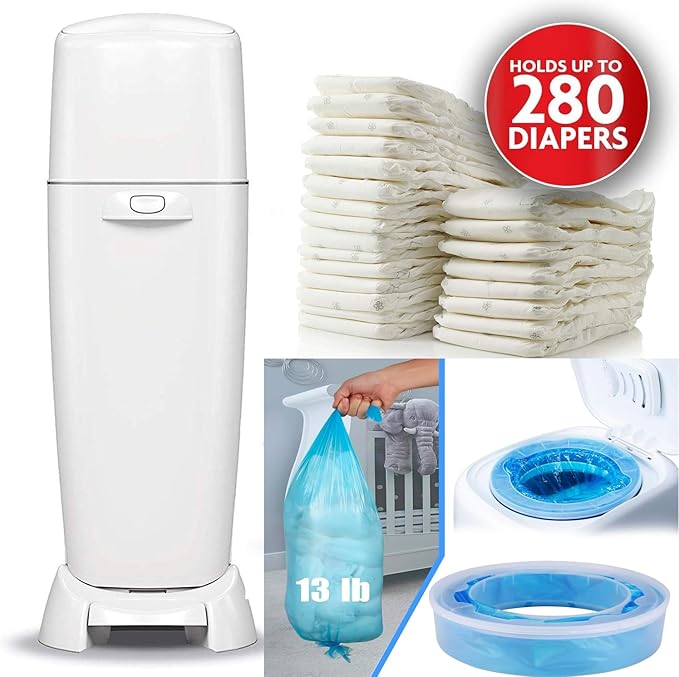 Diaper Pail Refills for Genie, Holds Up to 1120Counts Diaper Pail Refills Bags, Baby Diaper Pail Refills Compatible with Diaper Genie PailsElite and Complete Pail
