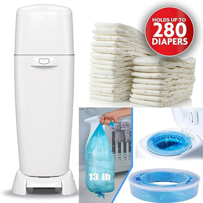 Diaper Pail Refills for Genie, Holds Up to 1120Counts Diaper Pail Refills Bags, Baby Diaper Pail Refills Compatible with Diaper Genie PailsElite and Complete Pail