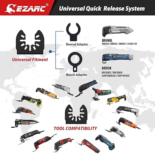 EZARC Japanese Tooth Oscillating Saw Blade, 5 PCS Arc Edge Oscillating Multitool Blades Clean Cut for Wood, Plastic