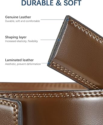 BOSTANTEN Ratchet Leather Belt For Men 2 Pack Dress and Casual with Adjustable Buckle, Trim to Fit