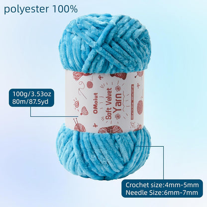 100g Fluffy Velvet Chenille Yarn for Crocheting and Knitting, 80m (87.5yd) Baby Yarn for Crocheting Soft, Crochet Chunky Yarns Amigurumi Yarns (Violets)