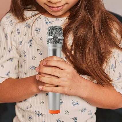 Microphone Toy Kids Microphone for Play Speech Practice Microphone Prop Simulated Microphone for Events Cosplay Costume Party, Orange Base
